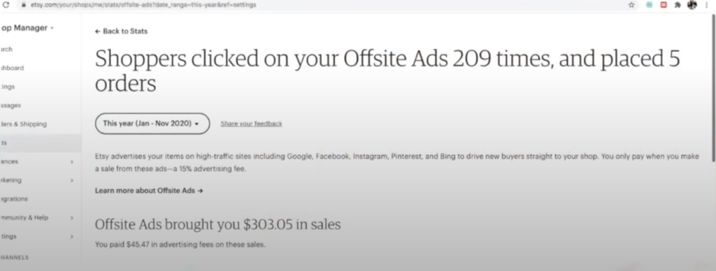 offsite ad results